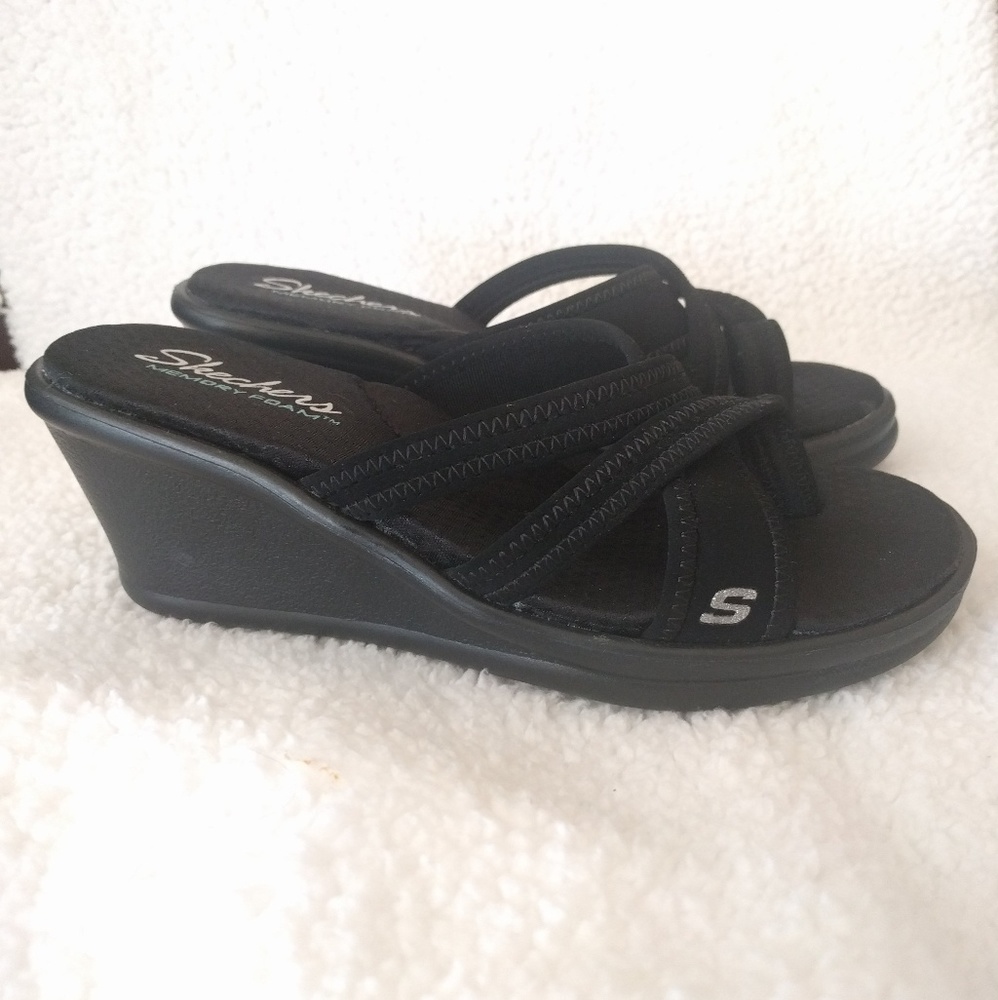 Skechers Cali Rumblers Black Wedge Beautiful